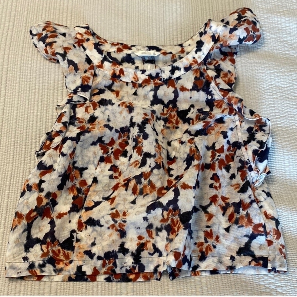 Club Monaco Floral Ruffled Blouse